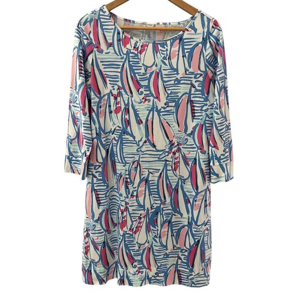 Lilly‎ Pulitzer Marlowe Dress in Red Right Return Tunic Boat Neck Size Medium - Picture 2 of 11